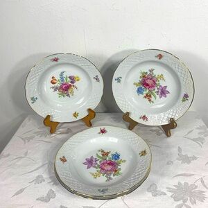 Schumann Bavaria Floral Bowls with Scalloped Gold trim New